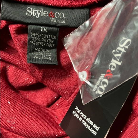 🎉SALE🎉 NWT Style & Co Shoulder Red Cut-Out 1X - Picture 15 of 16